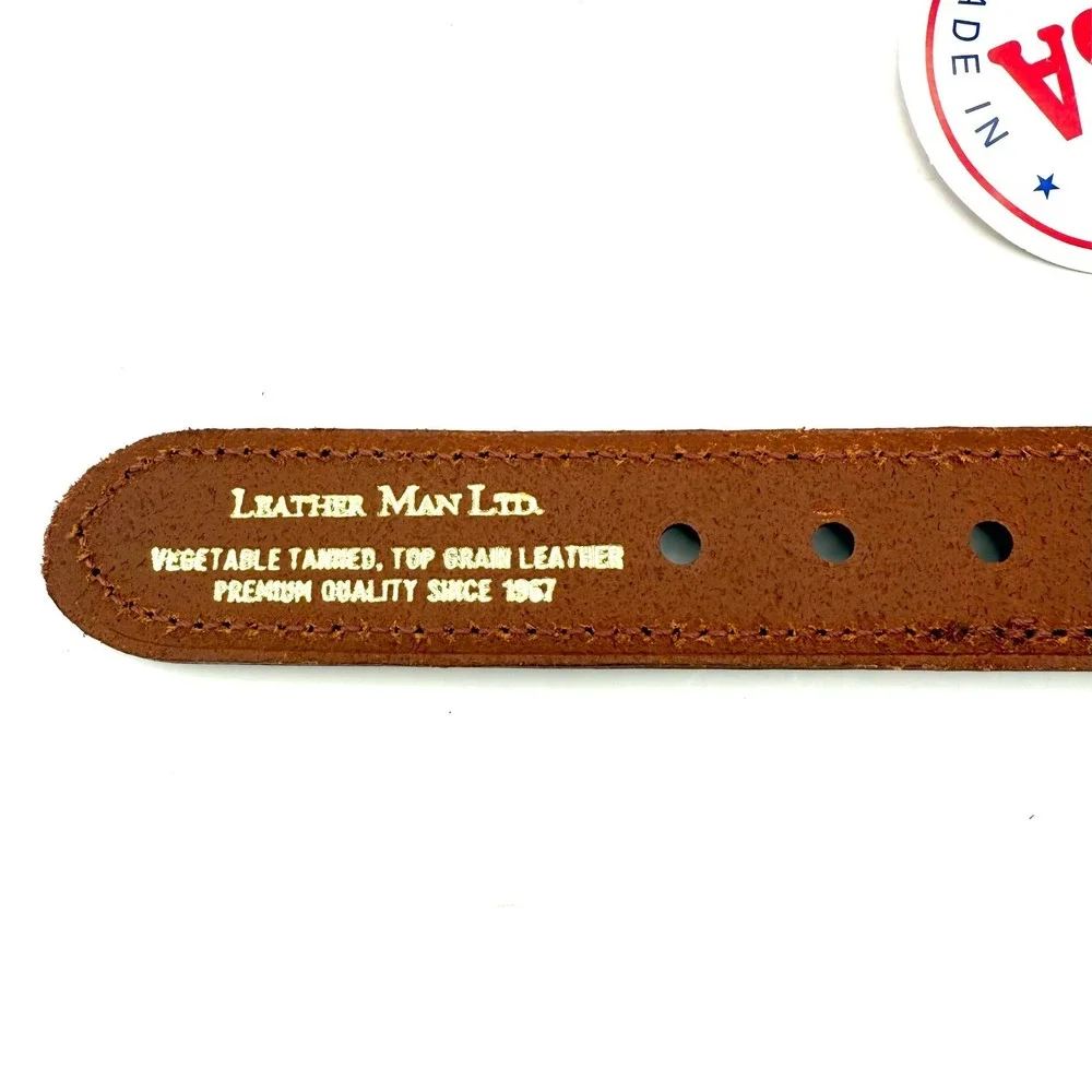 Leather‎ Man Ltd Pink Embroidered Duck Belt Size 42 USA Preppy Leather Brass